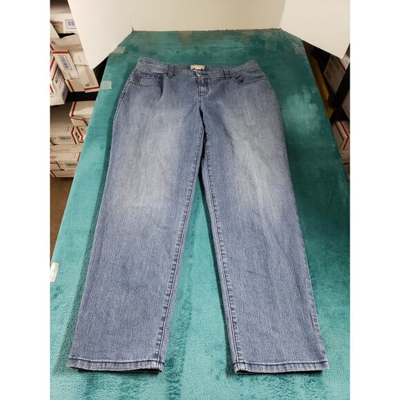 Chicos Jeans 2 US Size 12 Womens Blue Stretch Pants Denim Mid Rise Ankle - Picture 1 of 12